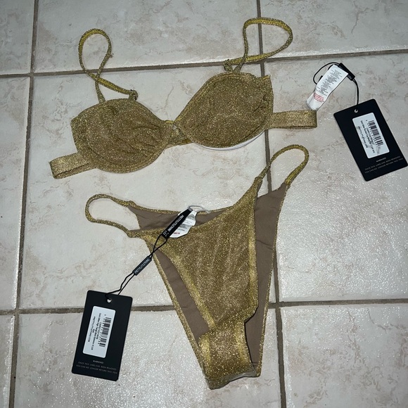 Pretty little thing gold glitter high tanga bikini - Picture 2 of 3